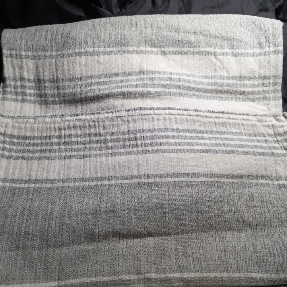 Set Of 2 Striped Gray and White Pillow Cover